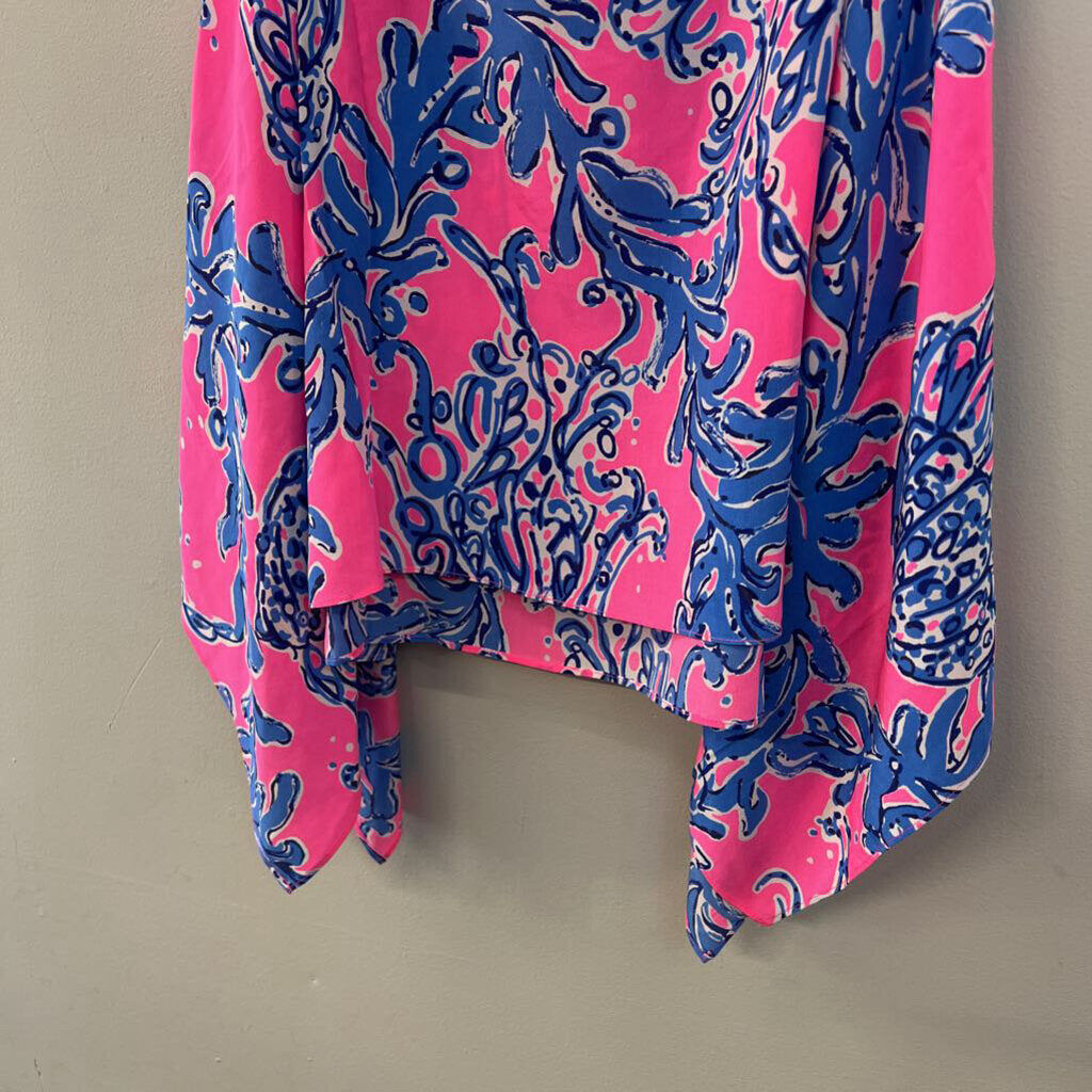 Lilly Pulitzer Pink/ Blue Print Silky Tank Top Large