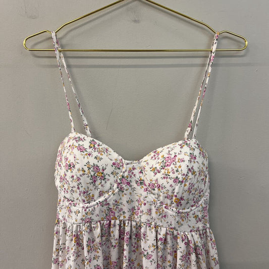 Altar'd State White/ Multi Flower Print Tie Back Dress Large