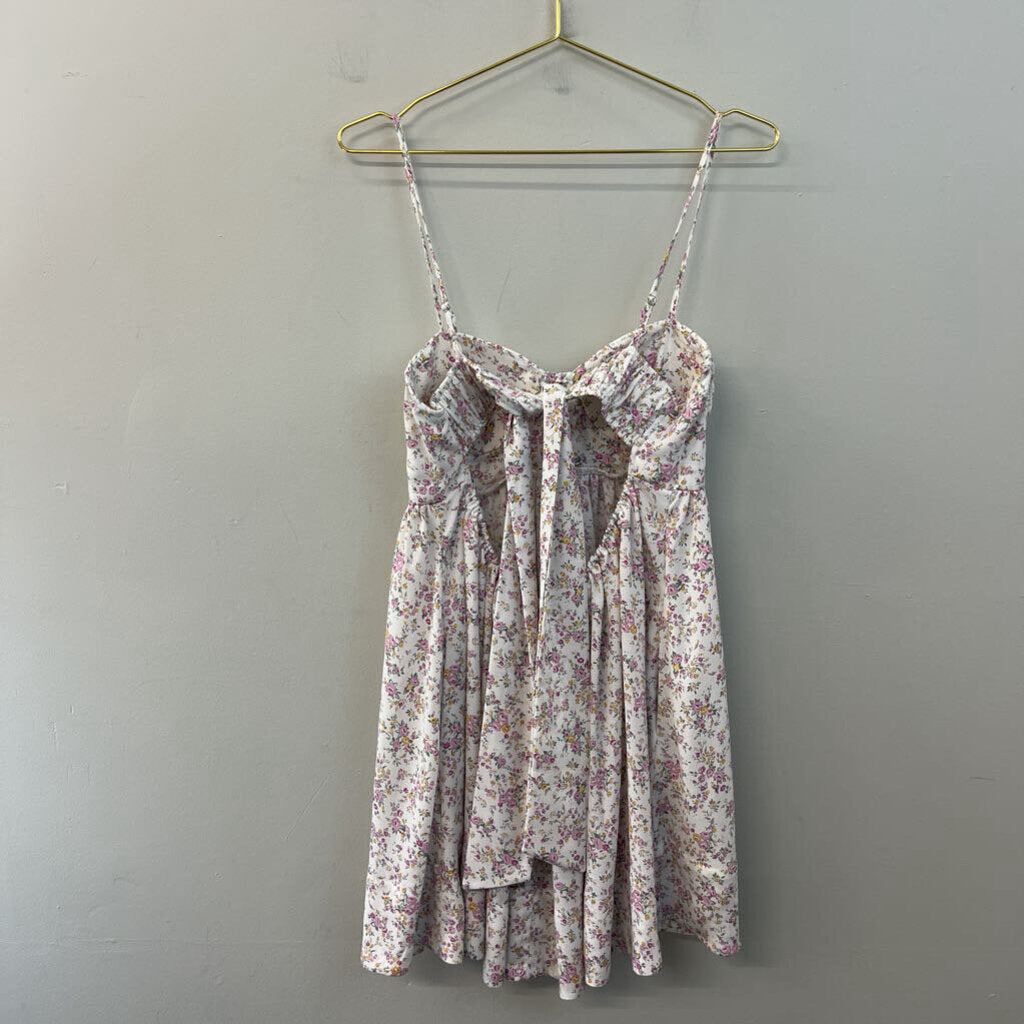 Altar'd State White/ Multi Flower Print Tie Back Dress Large