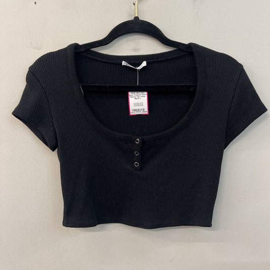 Zara Black Cropped Short Sleeve Top Large