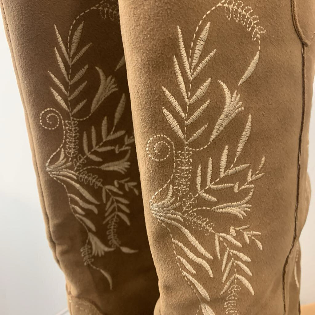 Mi Im Los Angeles Brown Embroidered Suede Cowgirl Boots 9
