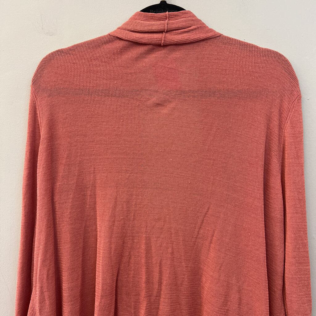 Eileen Fisher Pink Knit Open Front Cardigan Large