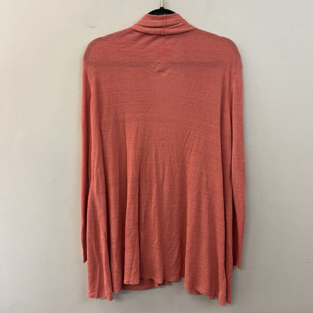 Eileen Fisher Pink Knit Open Front Cardigan Large