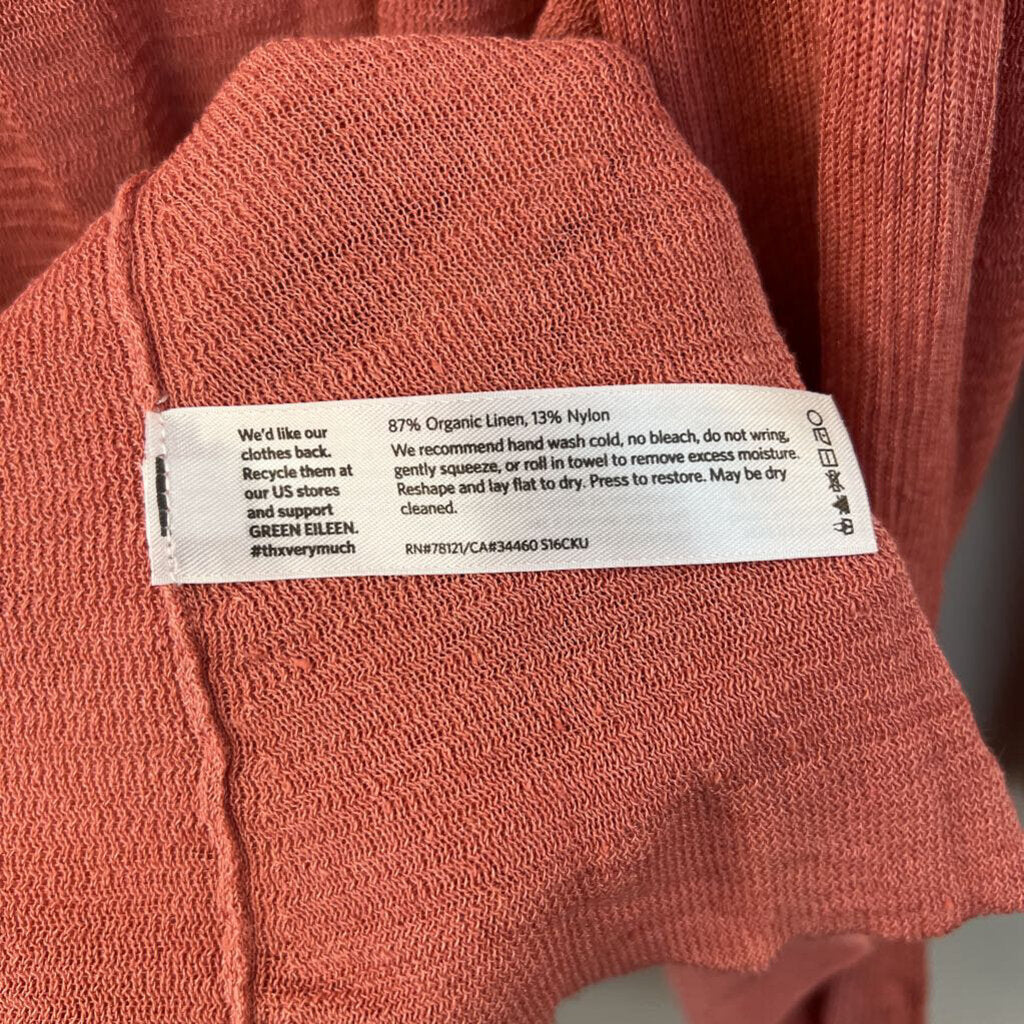Eileen Fisher Pink Knit Open Front Cardigan Large