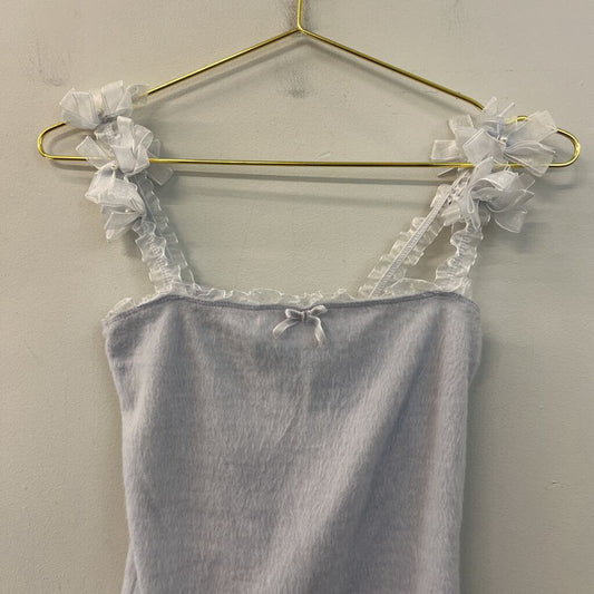 Liz Lisa Blue Soft Ruffle Pearl Strap Tank Top Small