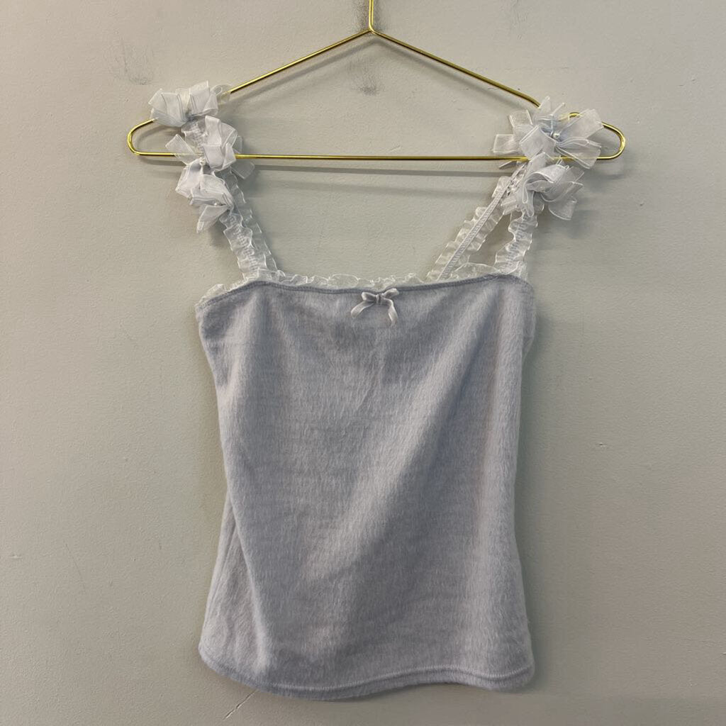 Liz Lisa Blue Soft Ruffle Pearl Strap Tank Top Small