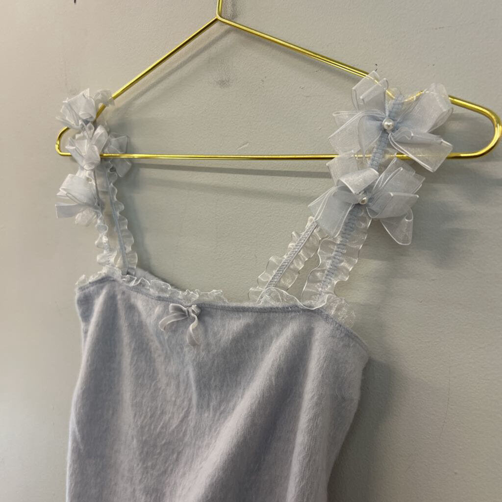 Liz Lisa Blue Soft Ruffle Pearl Strap Tank Top Small