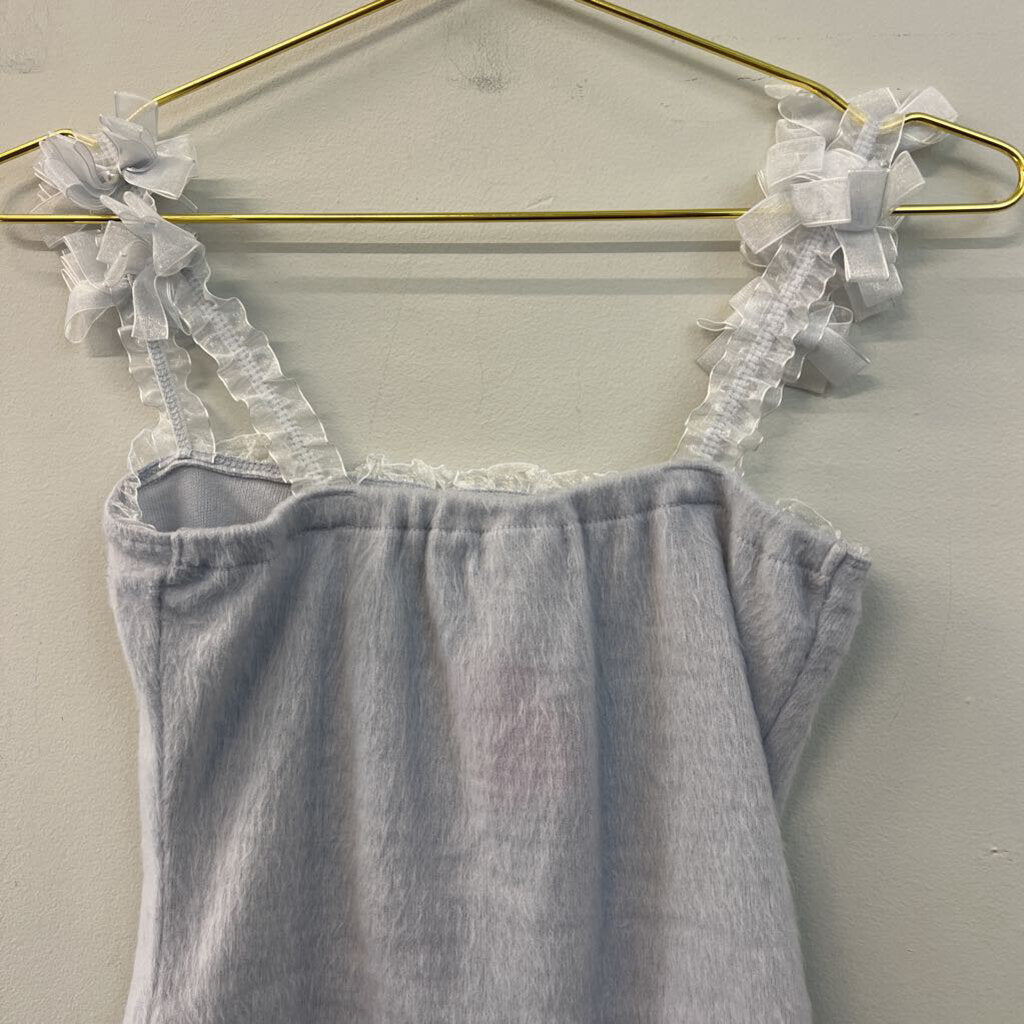 Liz Lisa Blue Soft Ruffle Pearl Strap Tank Top Small