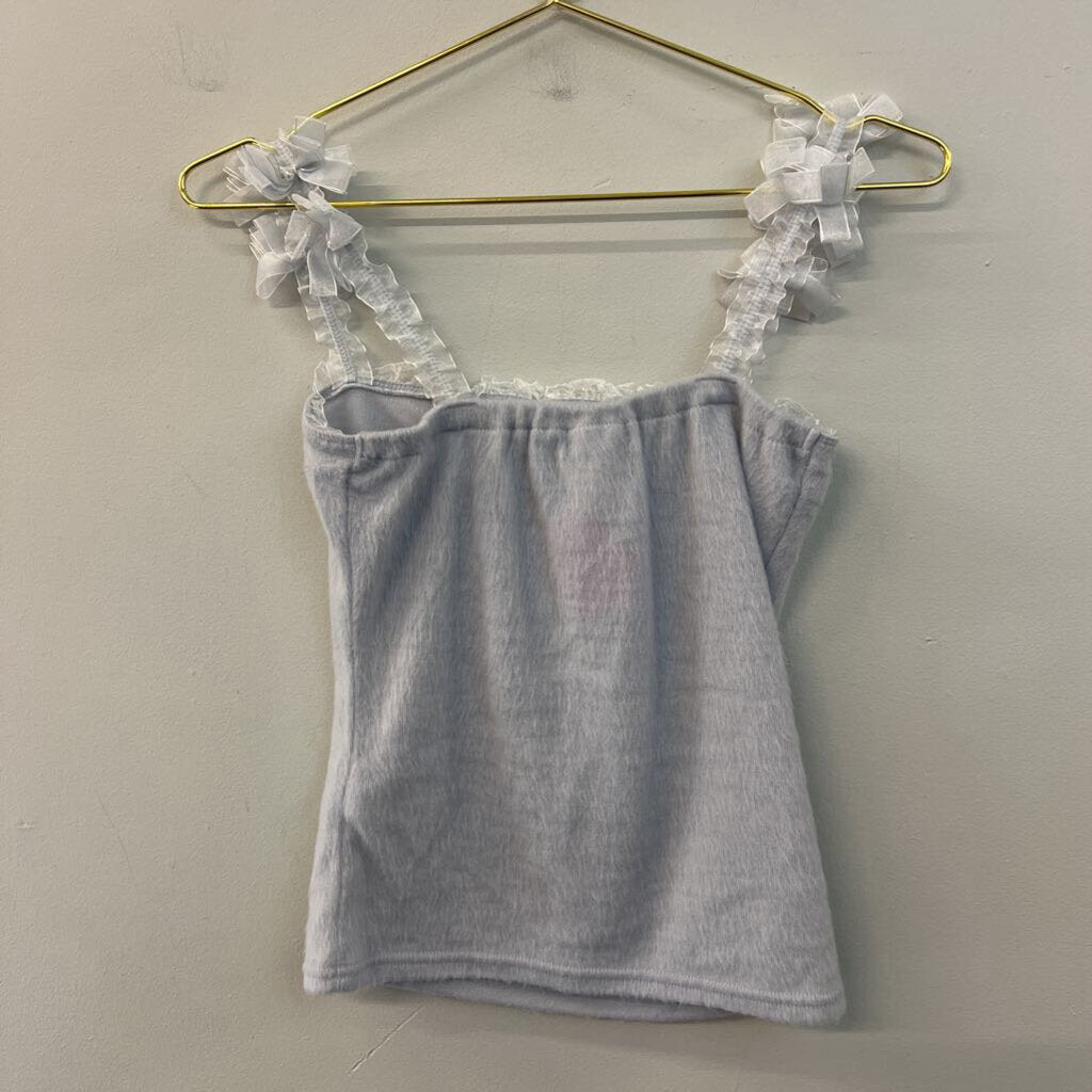 Liz Lisa Blue Soft Ruffle Pearl Strap Tank Top Small