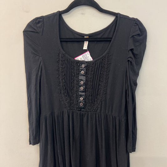 Free People Black Long Sleeve Half Button Down Top Medium
