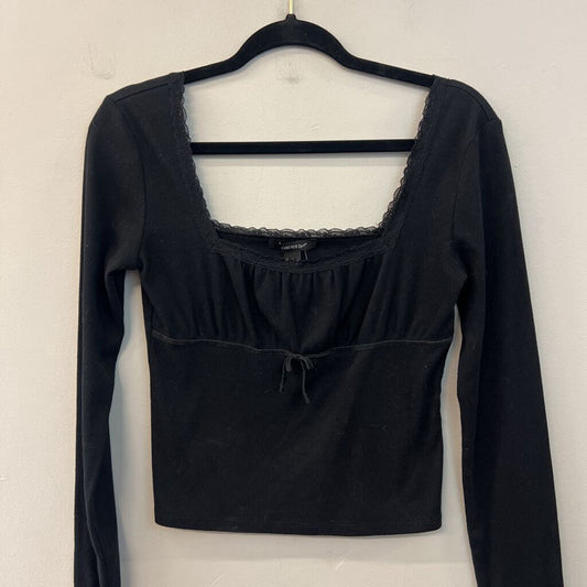 Forever 21 Black Long Sleeve Cropped Top Medium