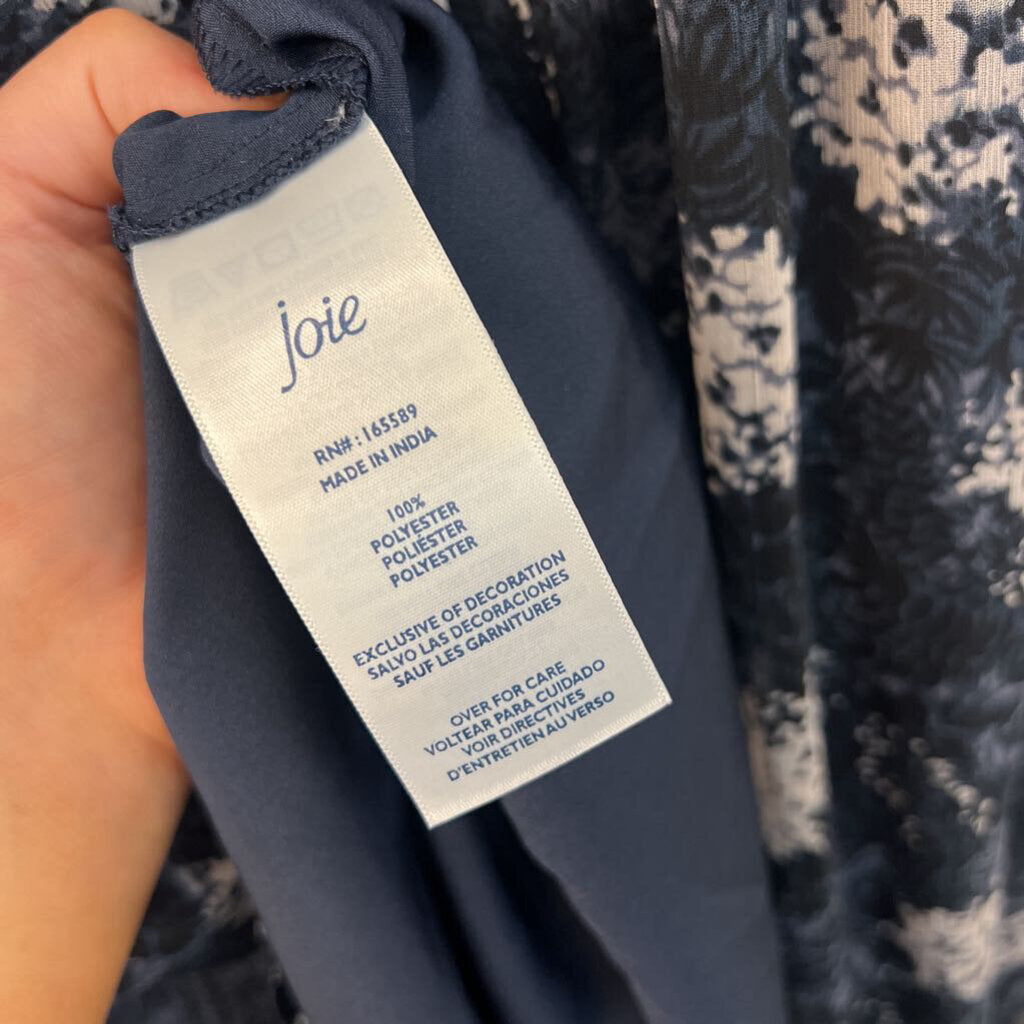 Joie Navy/ Cream Print High Neck Dress Medium