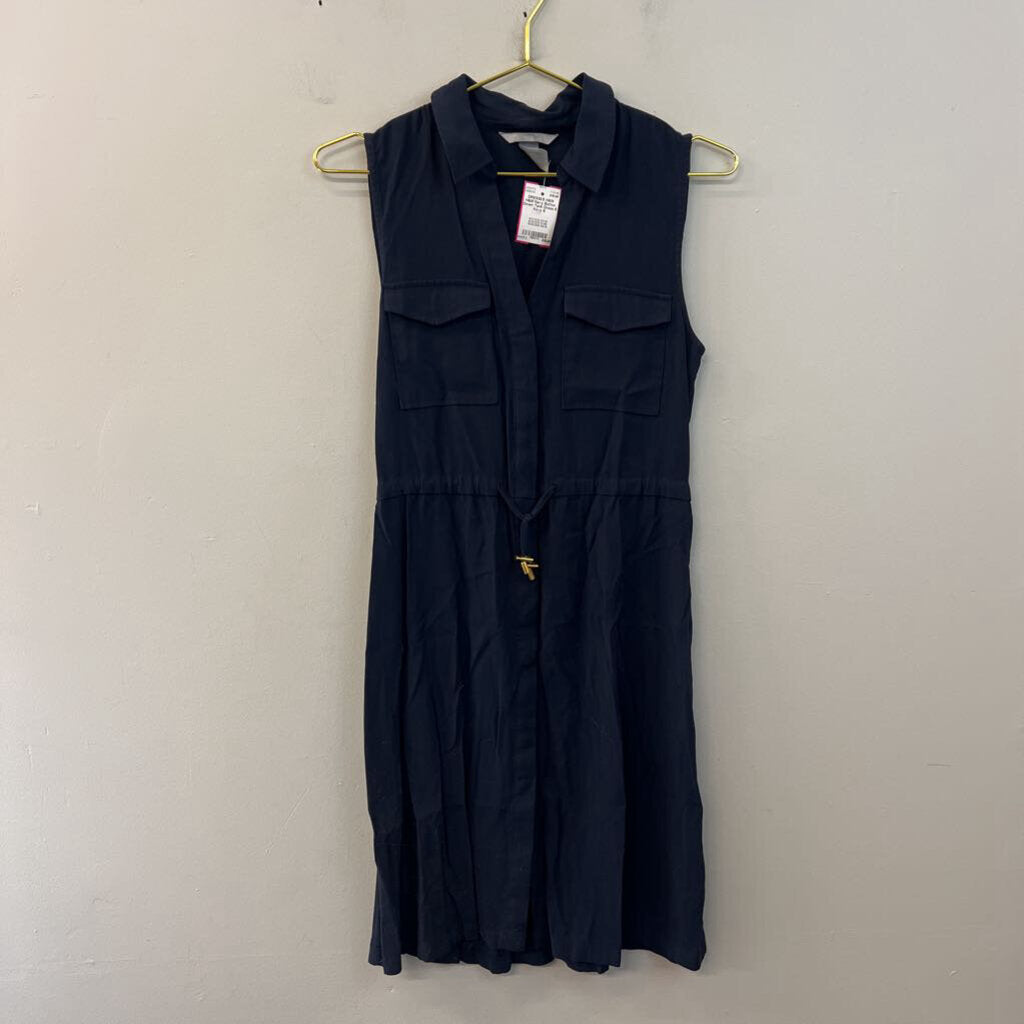 H&M Navy Button Down Tank Dress 6