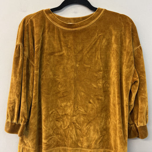 Garnet Hill Gold Velvet Long Sleeve Top Small