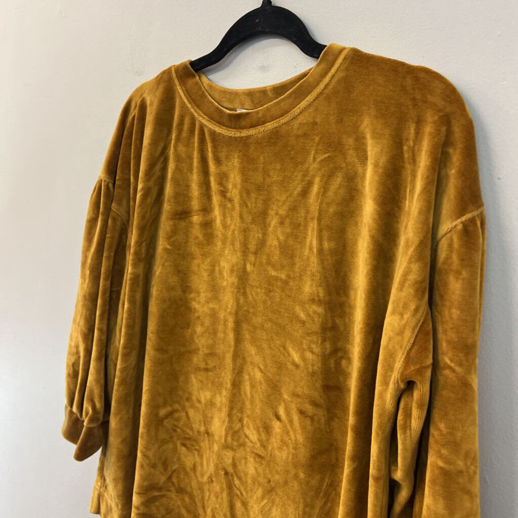 Garnet Hill Gold Velvet Long Sleeve Top Small