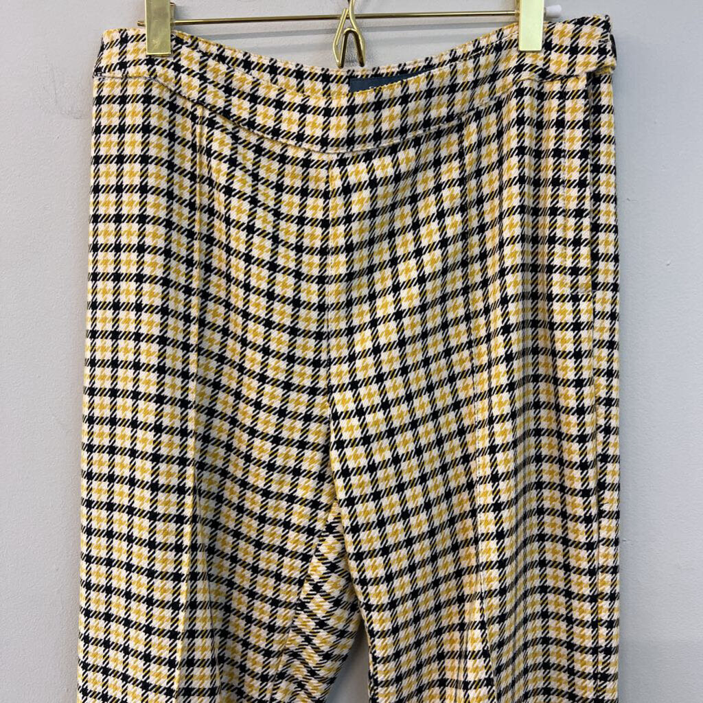 ModCloth White/ Yellow/ Black Houndstooth Wide Leg Pants 8