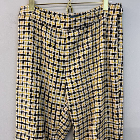 ModCloth White/ Yellow/ Black Houndstooth Wide Leg Pants 8