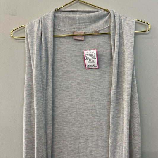 Devotion by Cyrus Grey Knit Sleeveless Open Front Duster Large