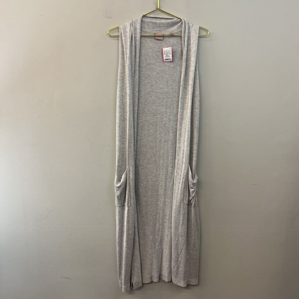 Devotion by Cyrus Grey Knit Sleeveless Open Front Duster Large