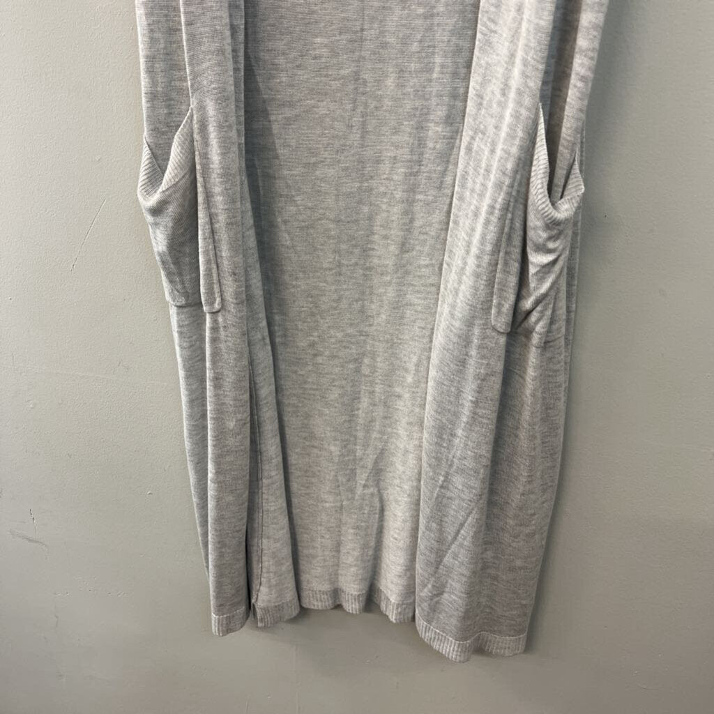 Devotion by Cyrus Grey Knit Sleeveless Open Front Duster Large