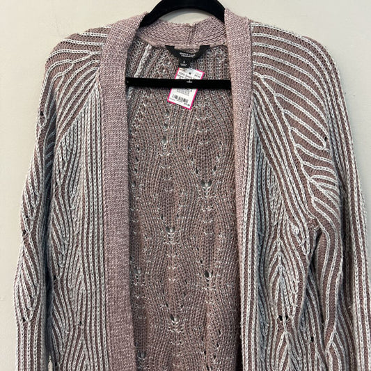 Simply Vera Mayve/ Grey Knit Long Sleeve Open Front Cardigan Small