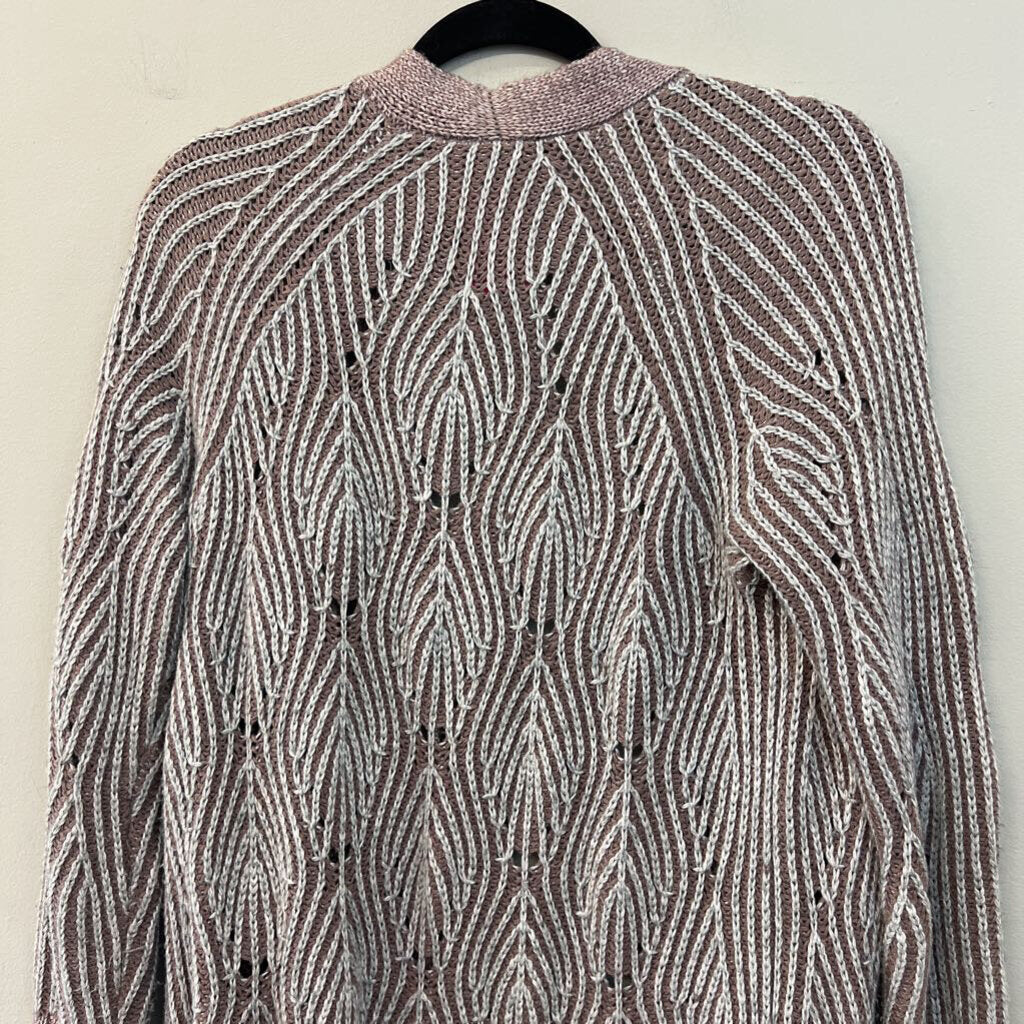 Simply Vera Mayve/ Grey Knit Long Sleeve Open Front Cardigan Small