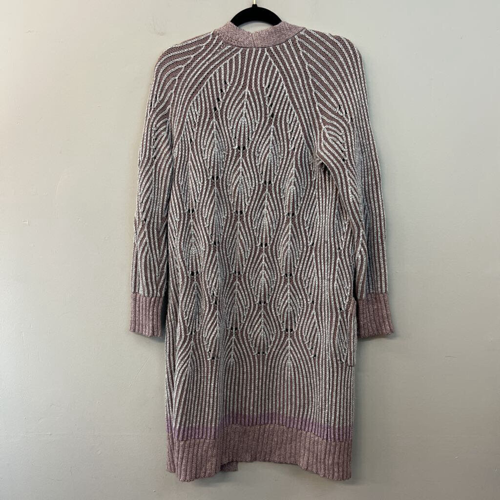 Simply Vera Mayve/ Grey Knit Long Sleeve Open Front Cardigan Small