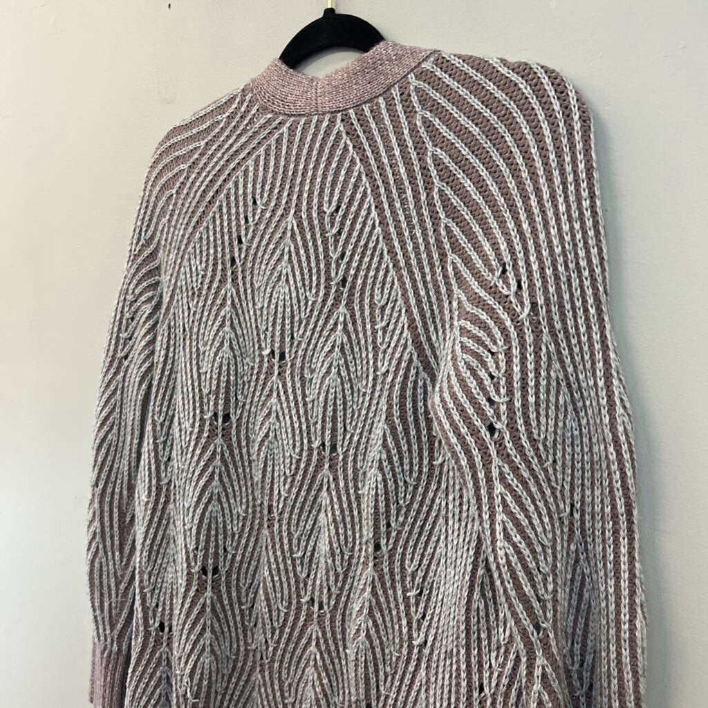 Simply Vera Mayve/ Grey Knit Long Sleeve Open Front Cardigan Small
