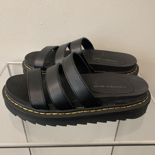 Sincerely Jules Black Triple Strap Platform Sandals 9