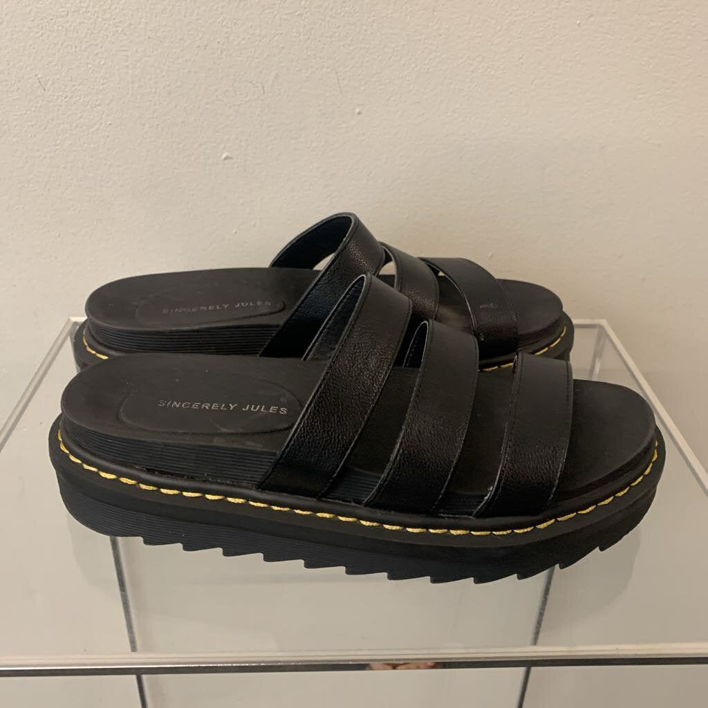 Sincerely Jules Black Triple Strap Platform Sandals 9