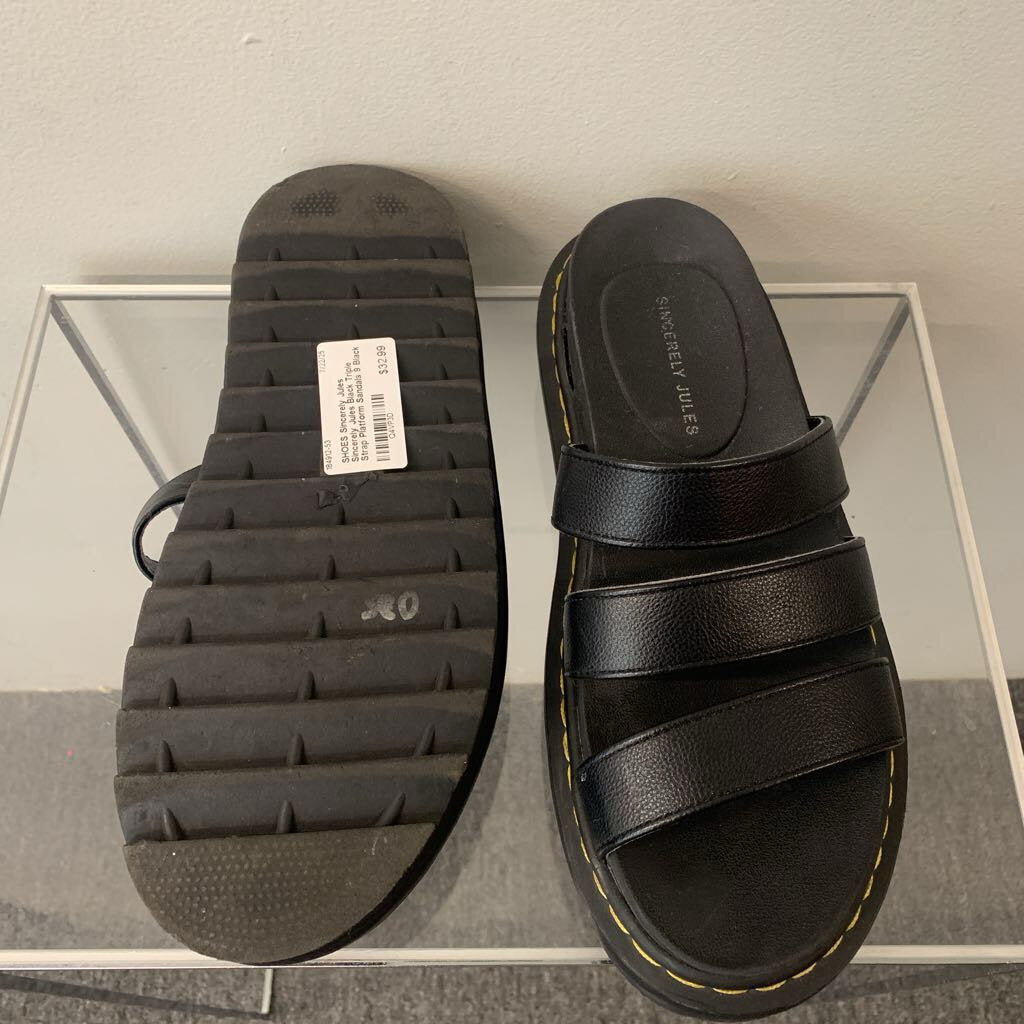 Sincerely Jules Black Triple Strap Platform Sandals 9