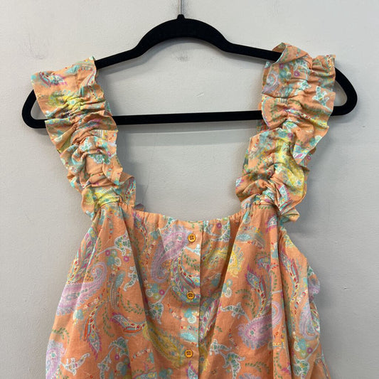 Dear John Orange/ Multi Paisley Print Tank Top Medium
