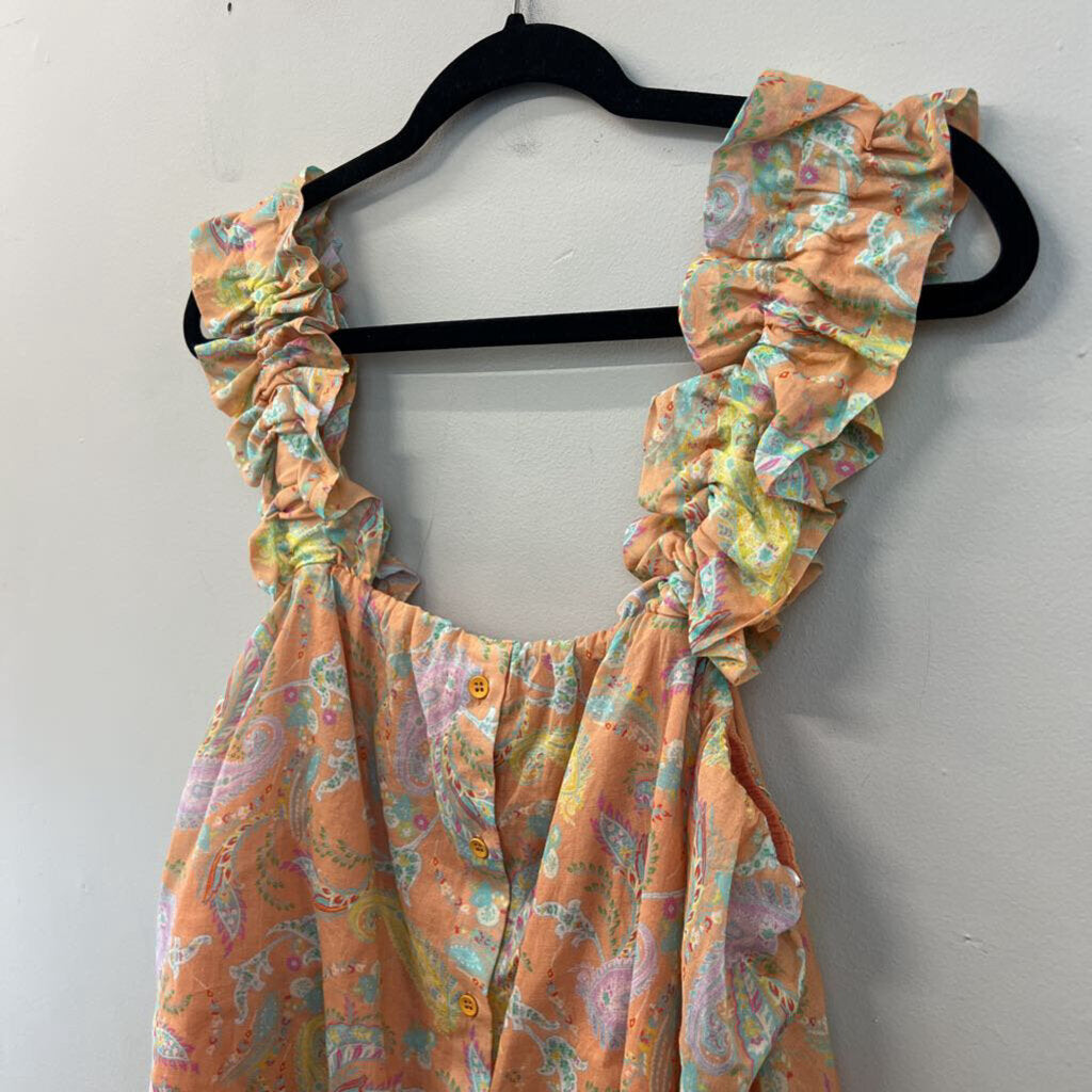 Dear John Orange/ Multi Paisley Print Tank Top Medium