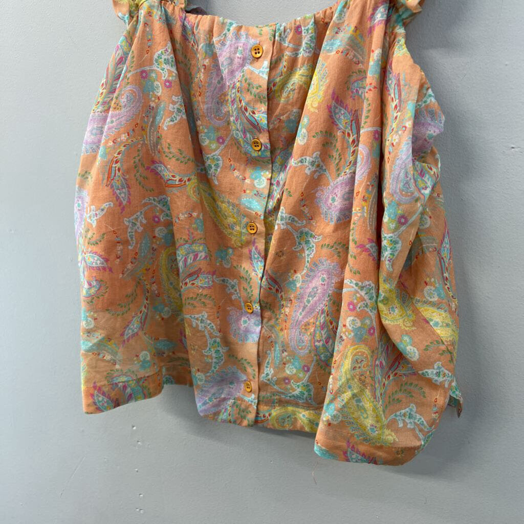 Dear John Orange/ Multi Paisley Print Tank Top Medium