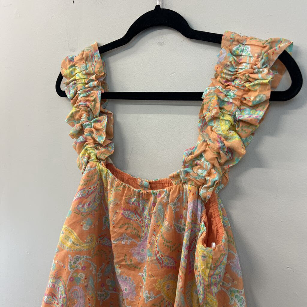 Dear John Orange/ Multi Paisley Print Tank Top Medium