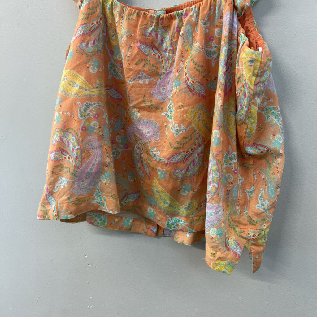Dear John Orange/ Multi Paisley Print Tank Top Medium