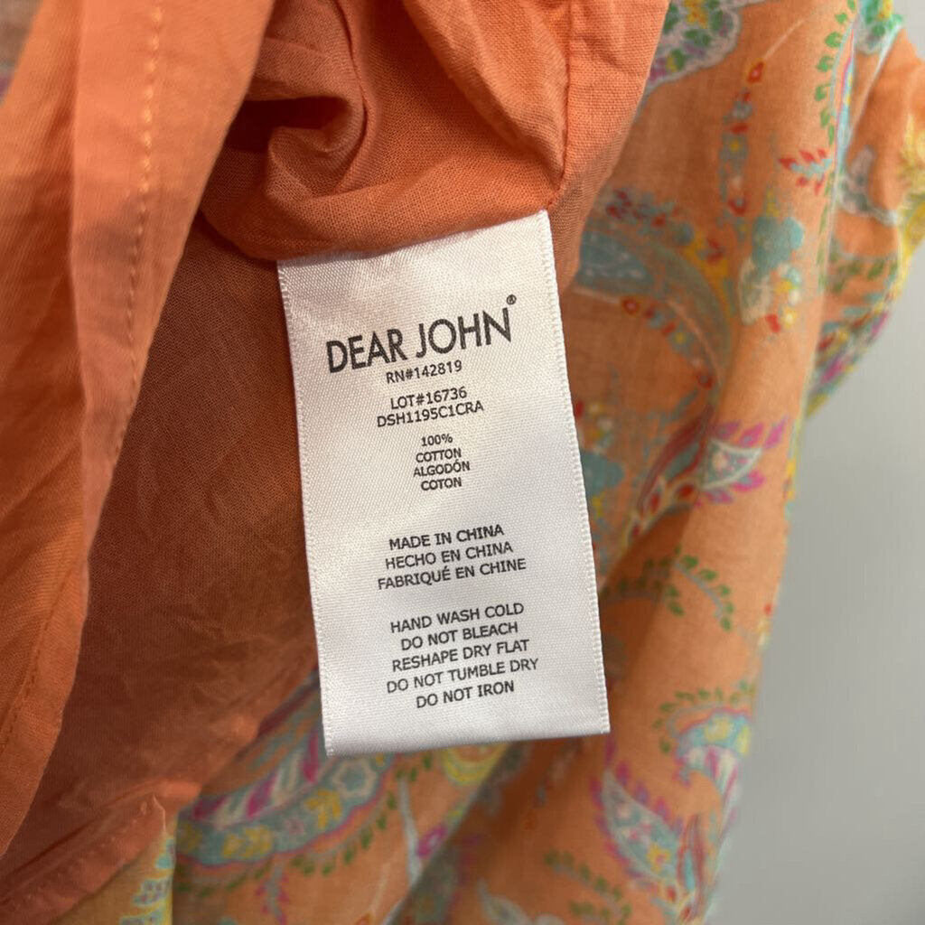 Dear John Orange/ Multi Paisley Print Tank Top Medium