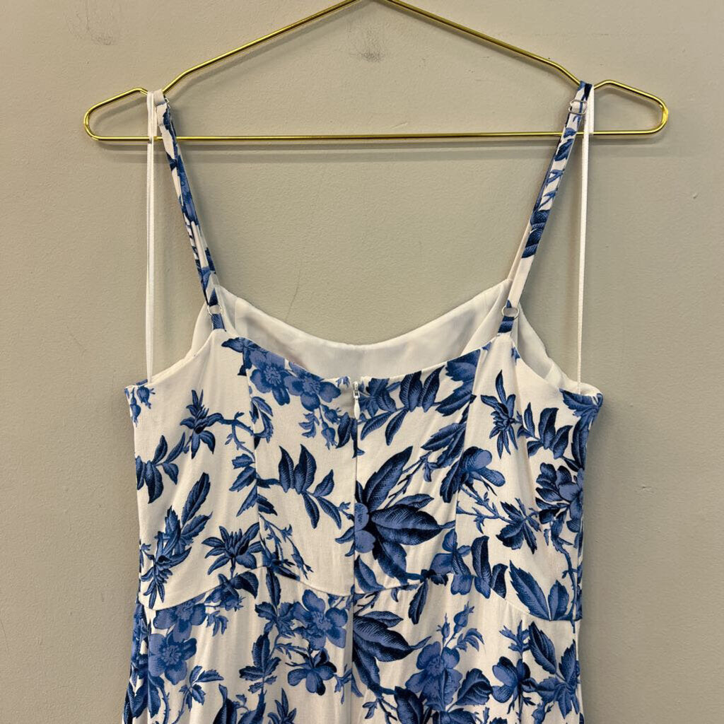 Loft White/ Blue Flower Print Maxi Dress 8