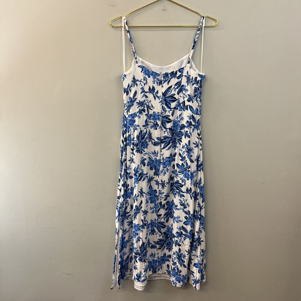 Loft White/ Blue Flower Print Maxi Dress 8