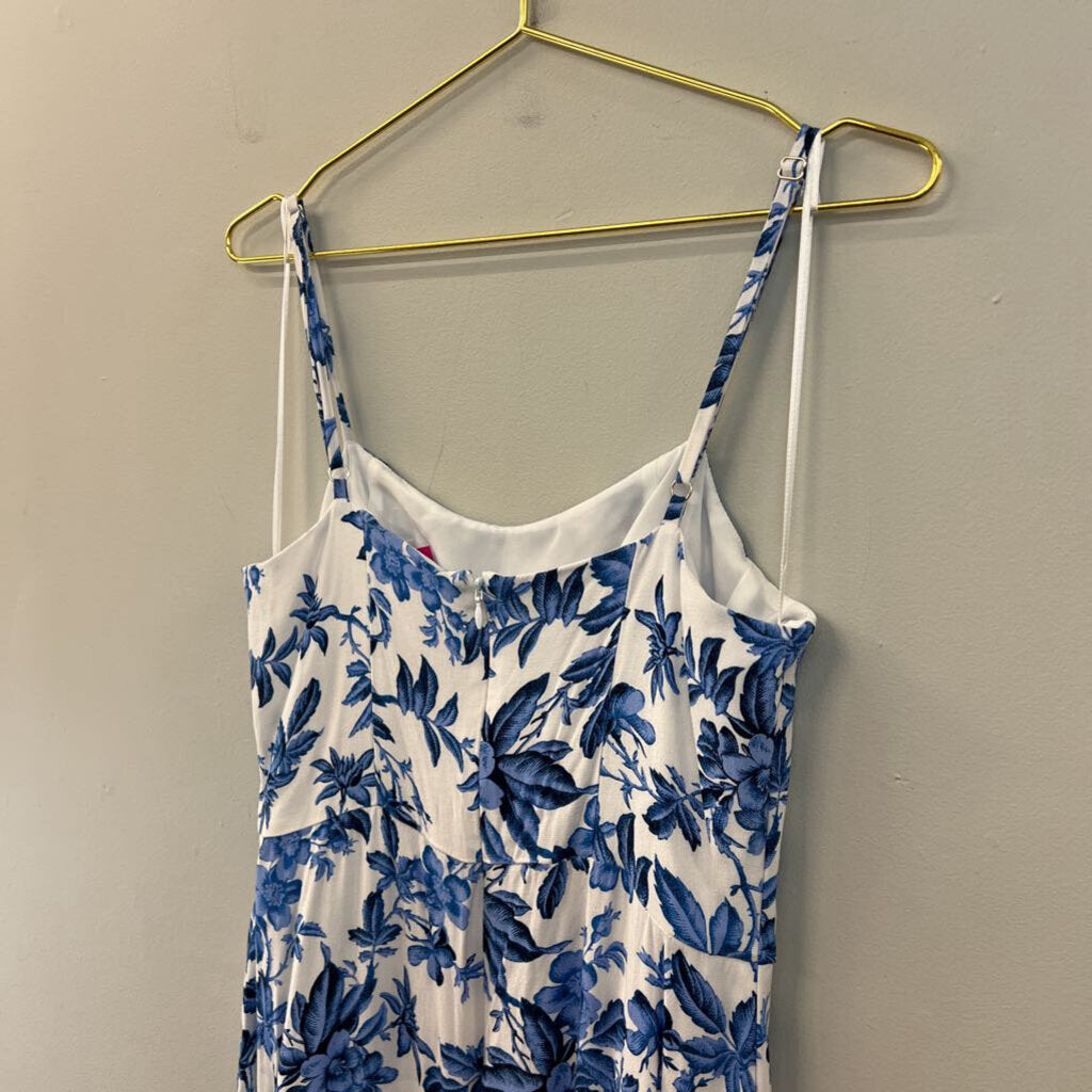 Loft White/ Blue Flower Print Maxi Dress 8