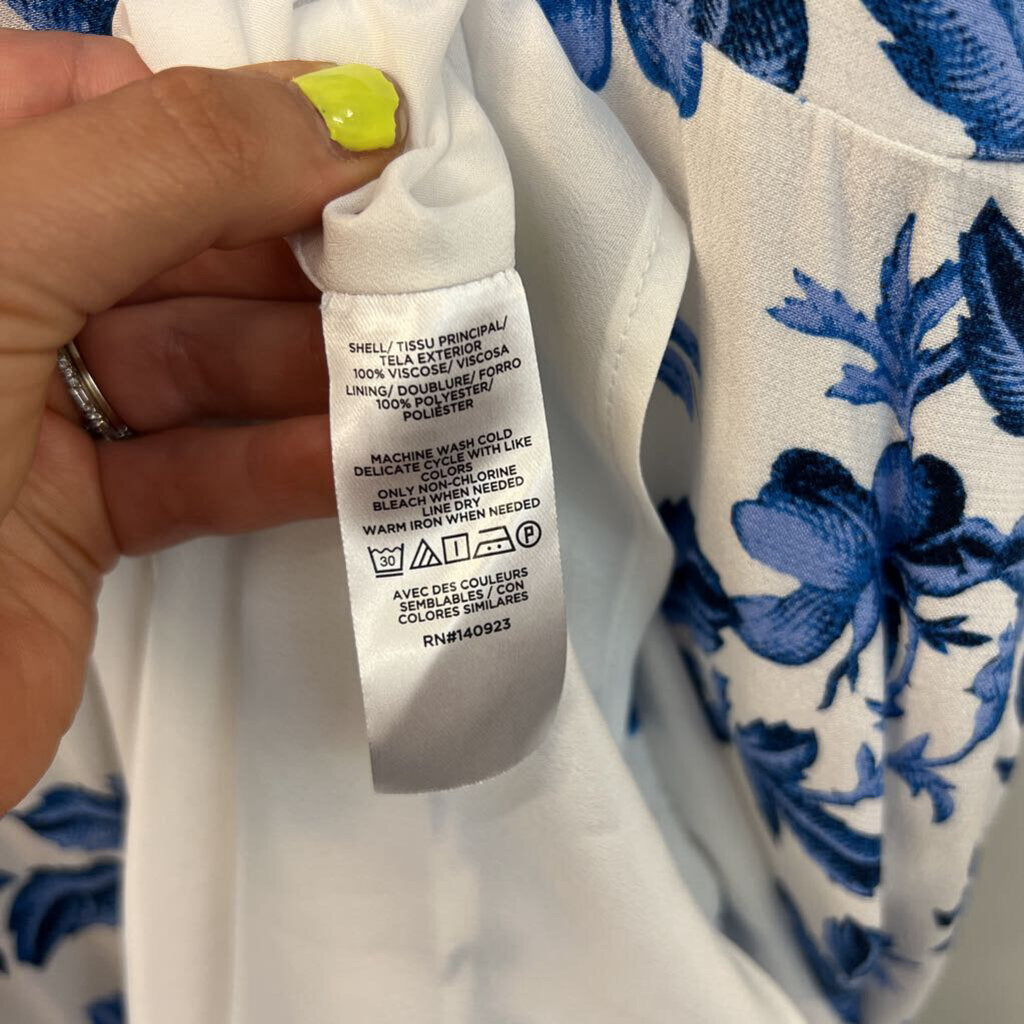 Loft White/ Blue Flower Print Maxi Dress 8