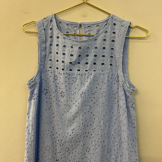 Loft Blue Embroidered Eyelet Lace Tank Dress 6