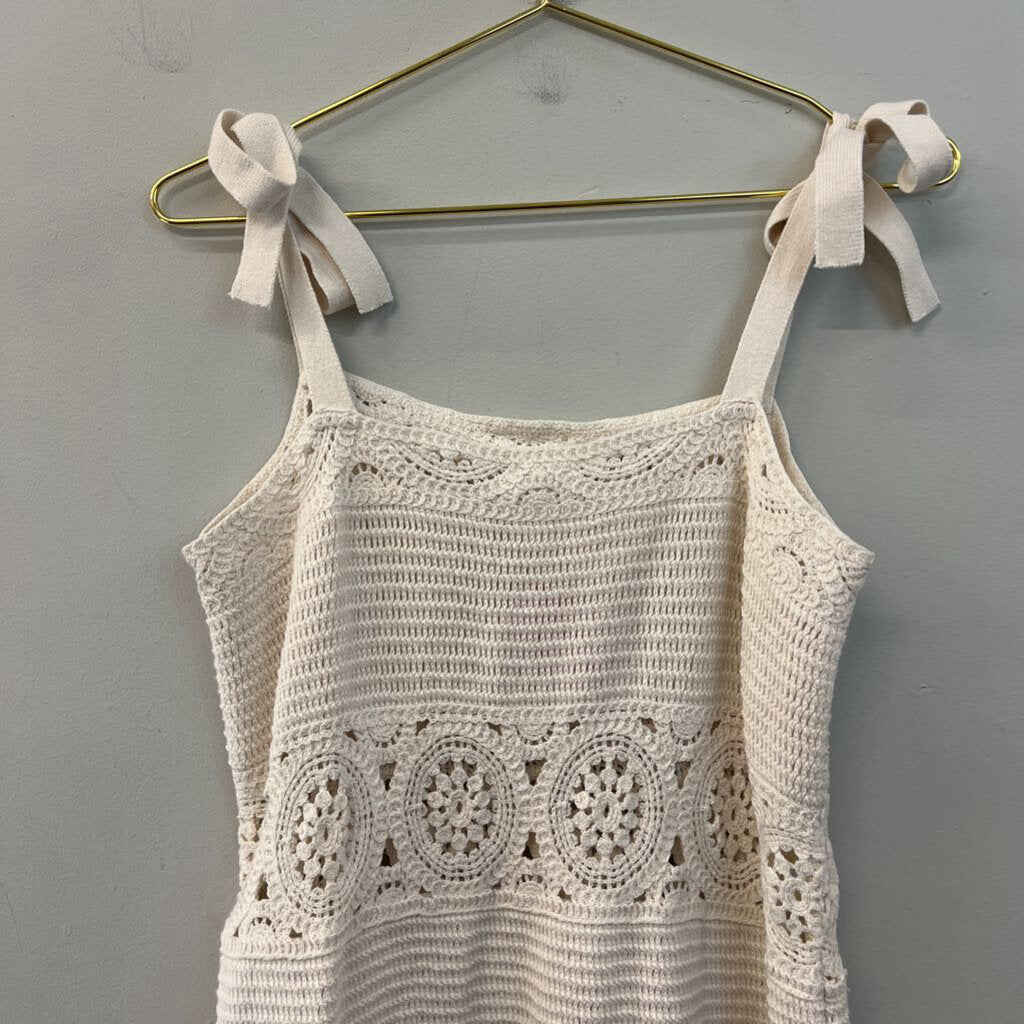 Loft Beach Cream Crochet Knit Maxi Dress Small
