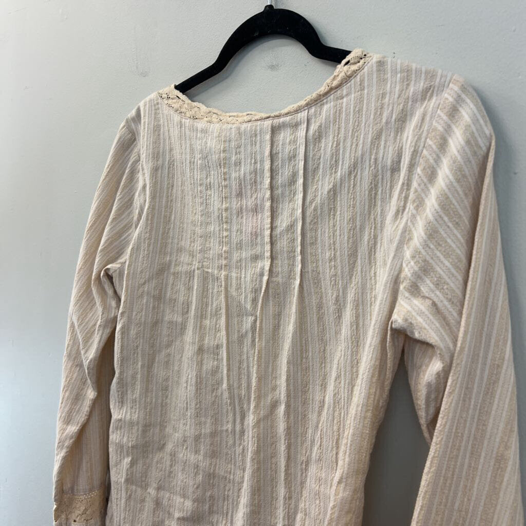 J Jill Cream/ Beige Lace Long Detail Long Sleeve Top 4