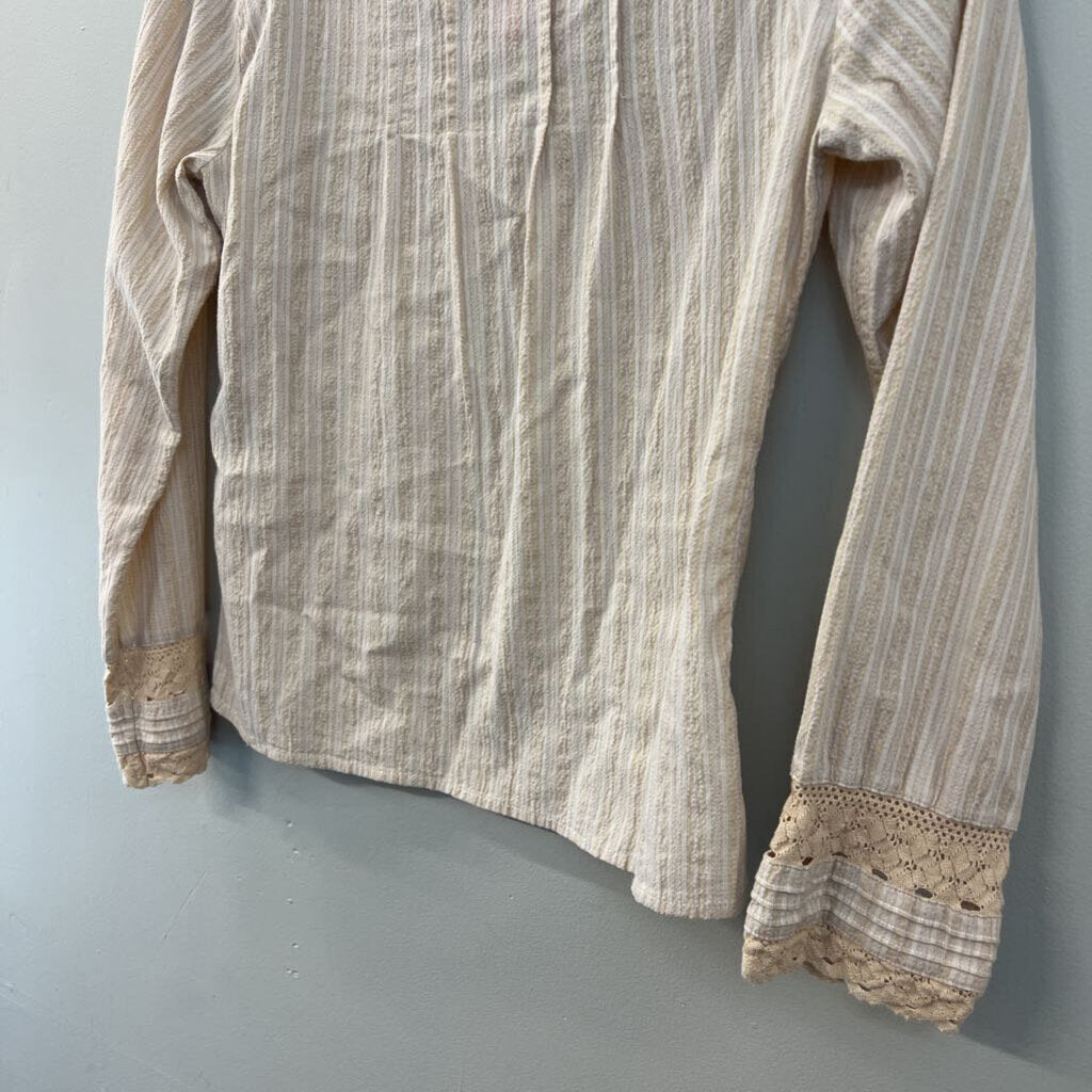 J Jill Cream/ Beige Lace Long Detail Long Sleeve Top 4