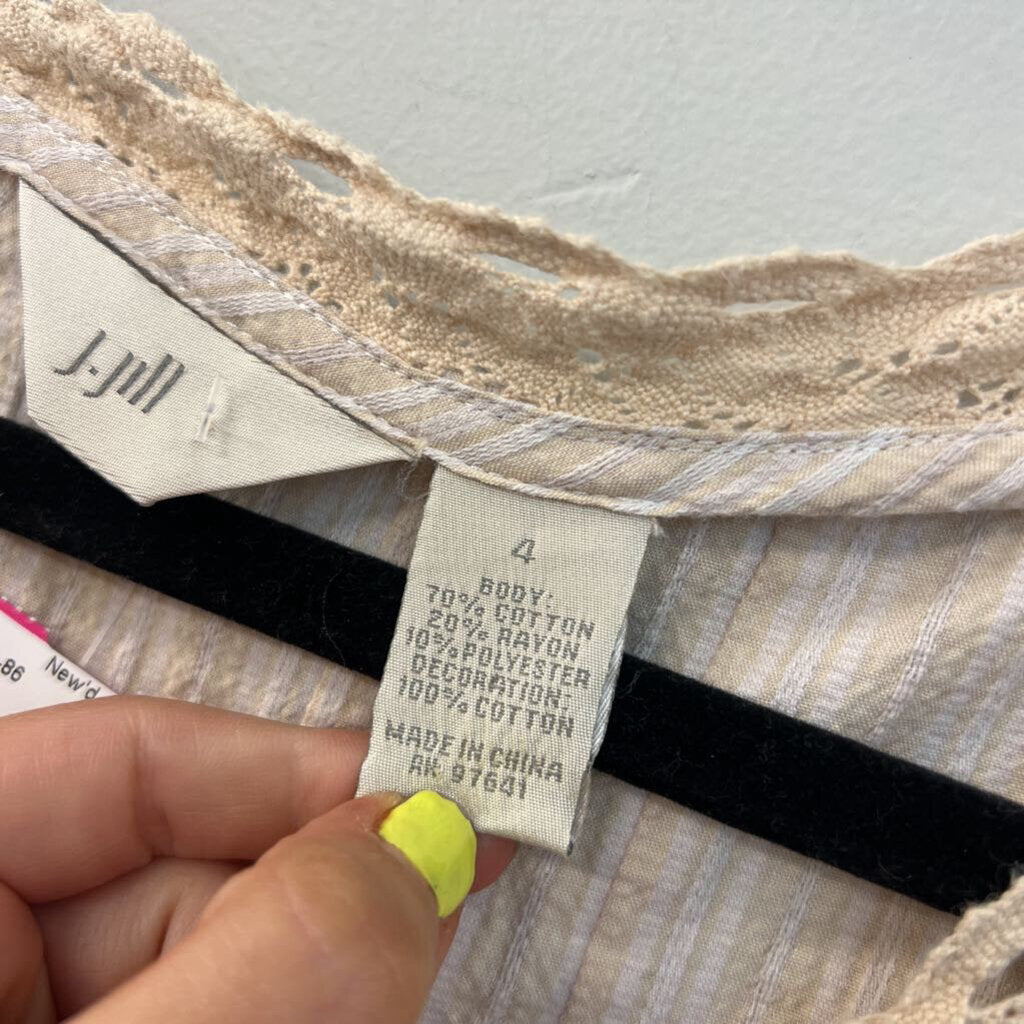 J Jill Cream/ Beige Lace Long Detail Long Sleeve Top 4