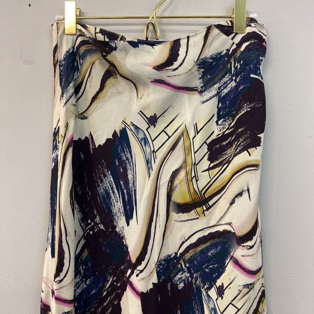 Zara Cream/ Multi Abstract Print Maxi Skirt Small