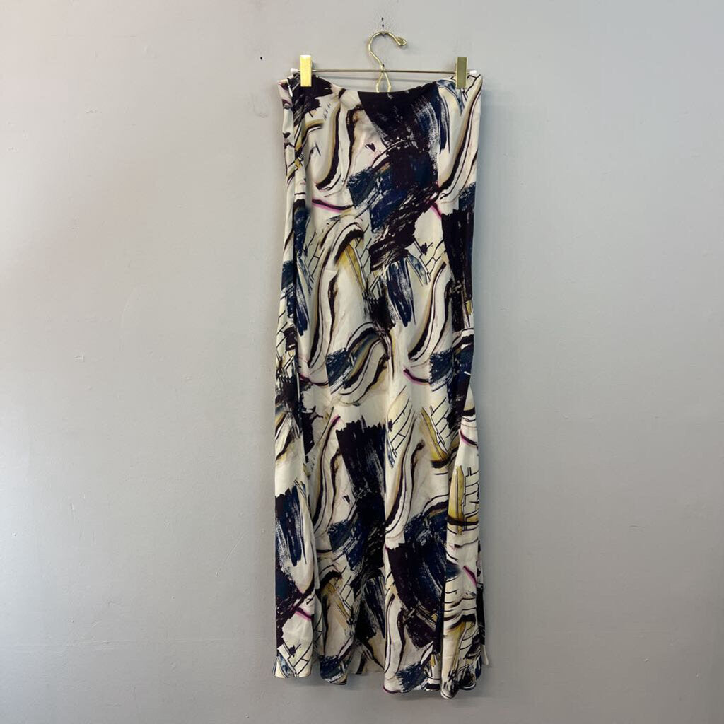 Zara Cream/ Multi Abstract Print Maxi Skirt Small