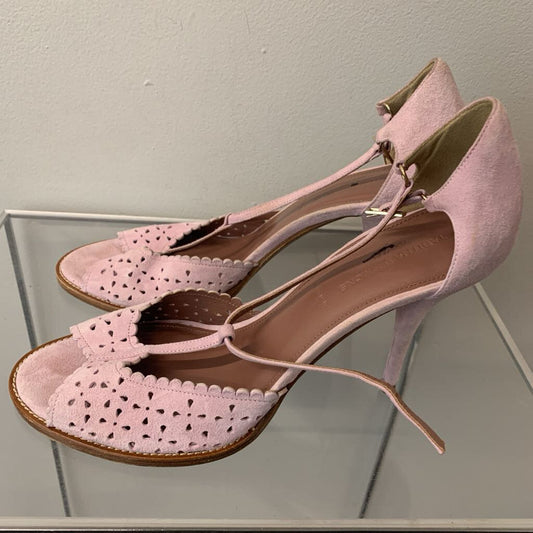 Tabitha Simmons for J Crew Dusty Pink Suede Peep Toe Heels 9