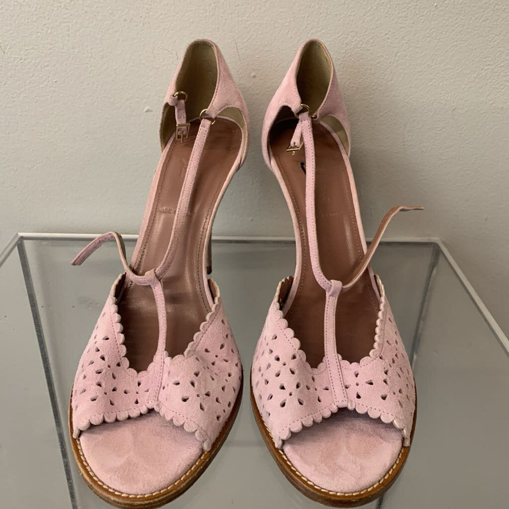 Tabitha Simmons for J Crew Dusty Pink Suede Peep Toe Heels 9